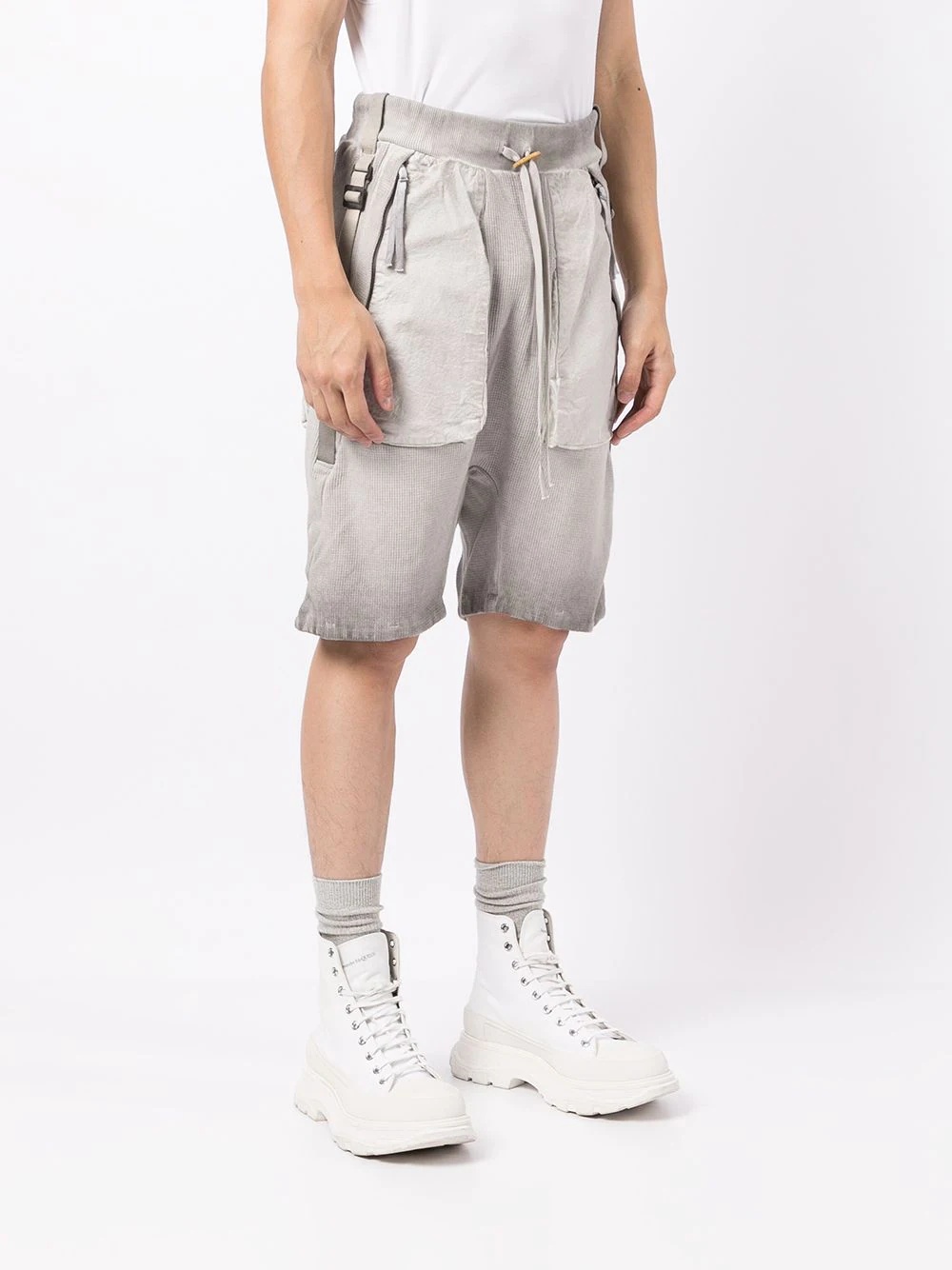 stonewashed cargo track shorts - 3