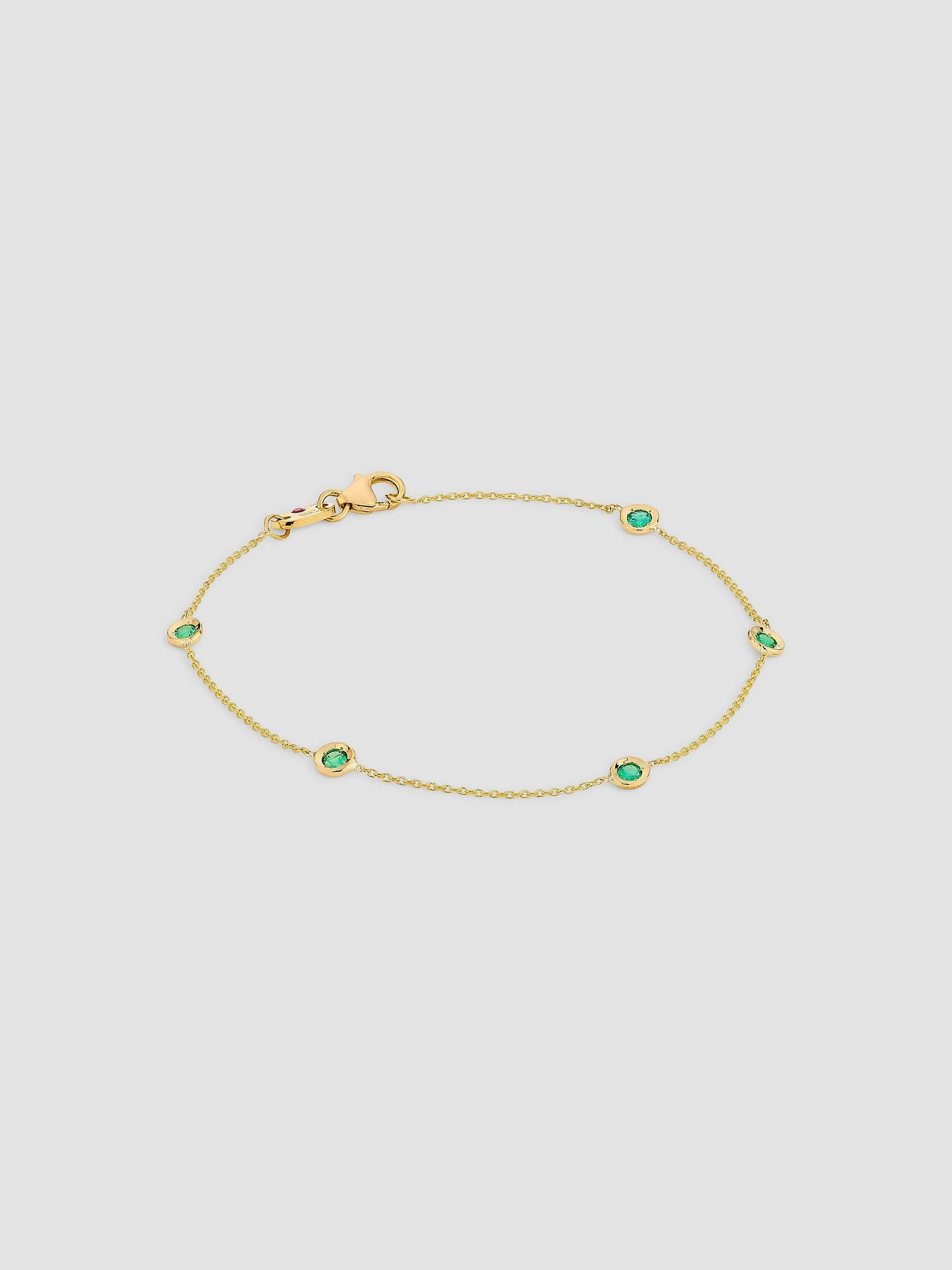 Women's Diamonds By The Inch 18K Yellow Gold & Emerald Station Bracelet/7" - Emerald - 1