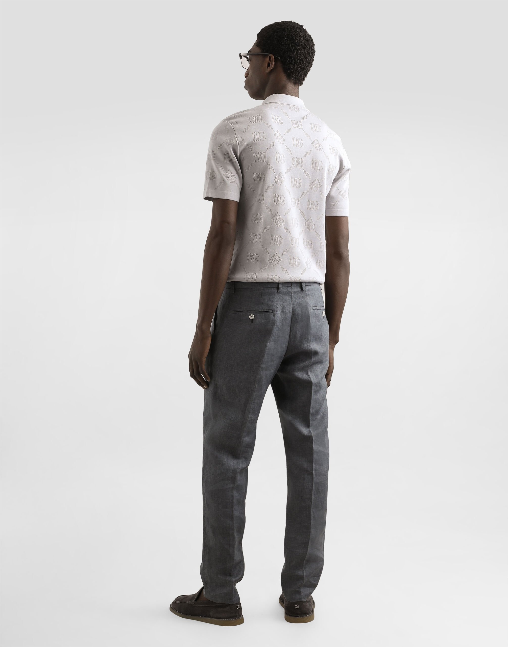 Washed linen canvas trousers - 3