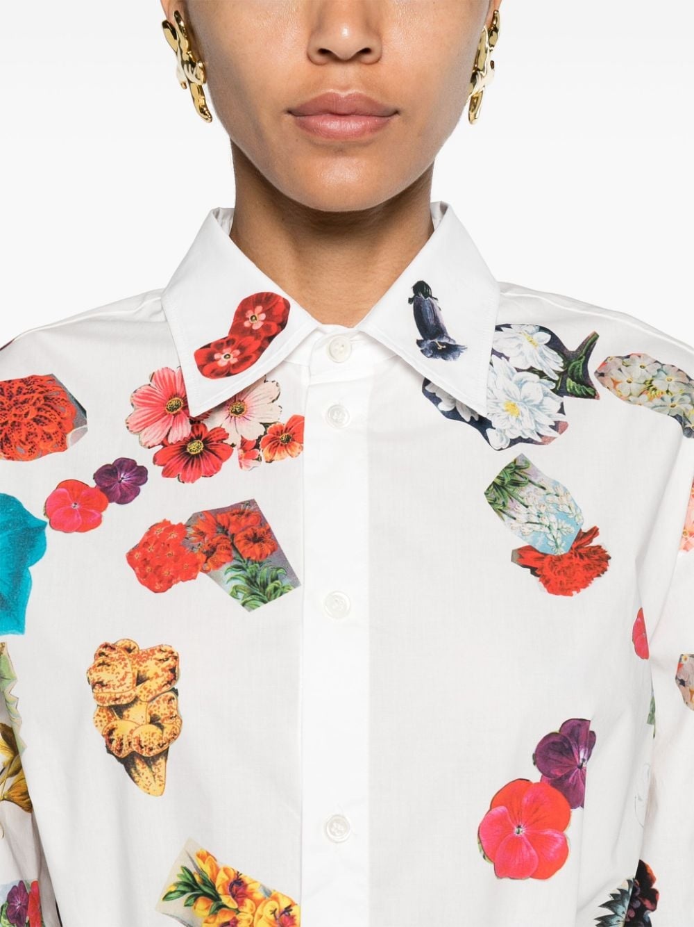 floral-print cotton shirtdress - 5