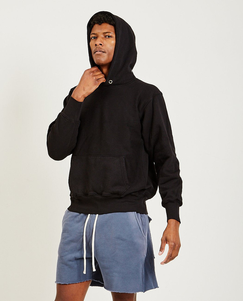 LES TIEN Cropped Hoodie Jet Black outlook