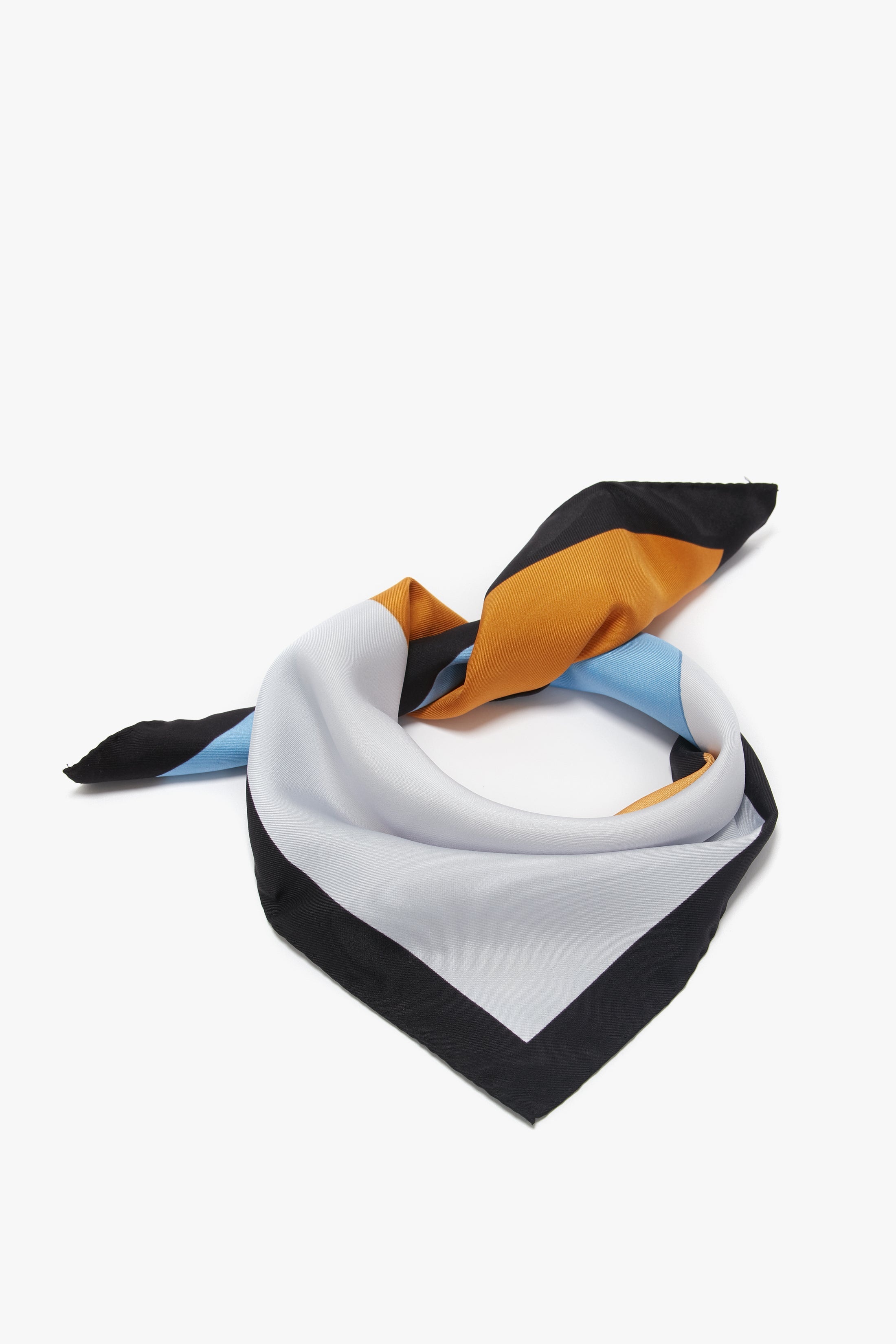 Colour Block Silk Scarf In Marina - 1