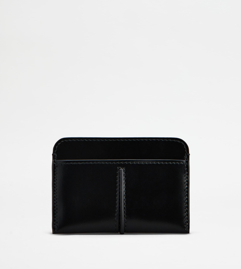 Tod's T TIMELESS CREDIT CARD HOLDER IN LEATHER - BLACK outlook