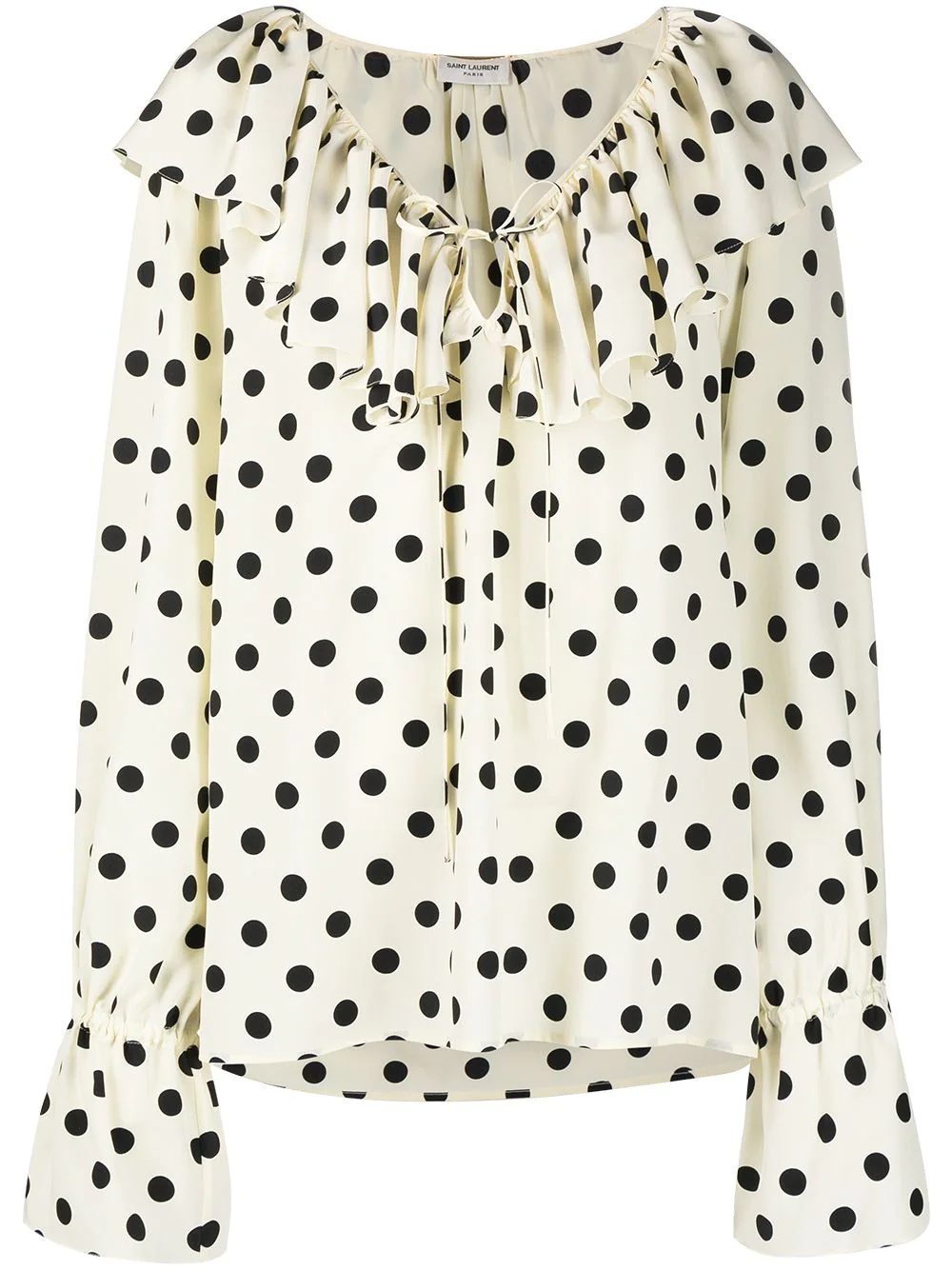 ruffle collar polka-dot print blouse - 1