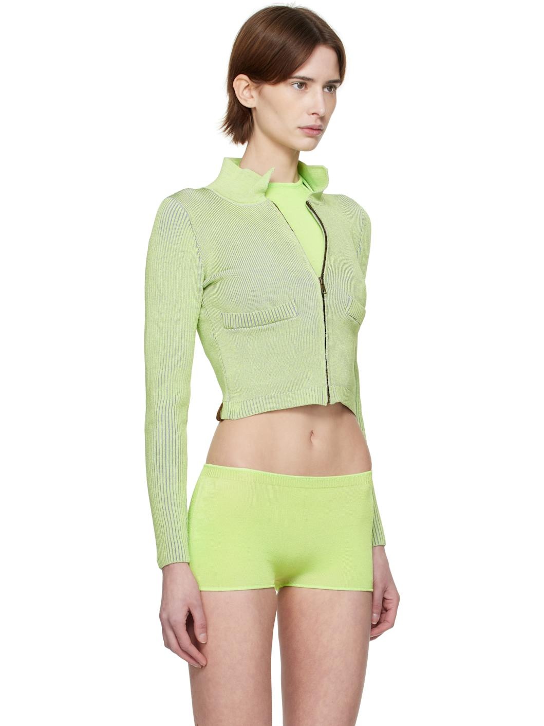 Green Tracksuit Zip-Up Sweater - 2