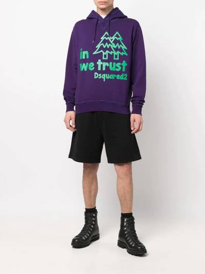 DSQUARED2 slogan-print drawstring hoodie outlook