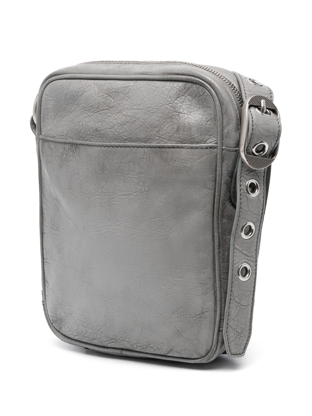Le Cagole cracked leather messenger bag - 3