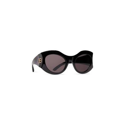 BALENCIAGA Hourglass Round Sunglasses  in Black outlook