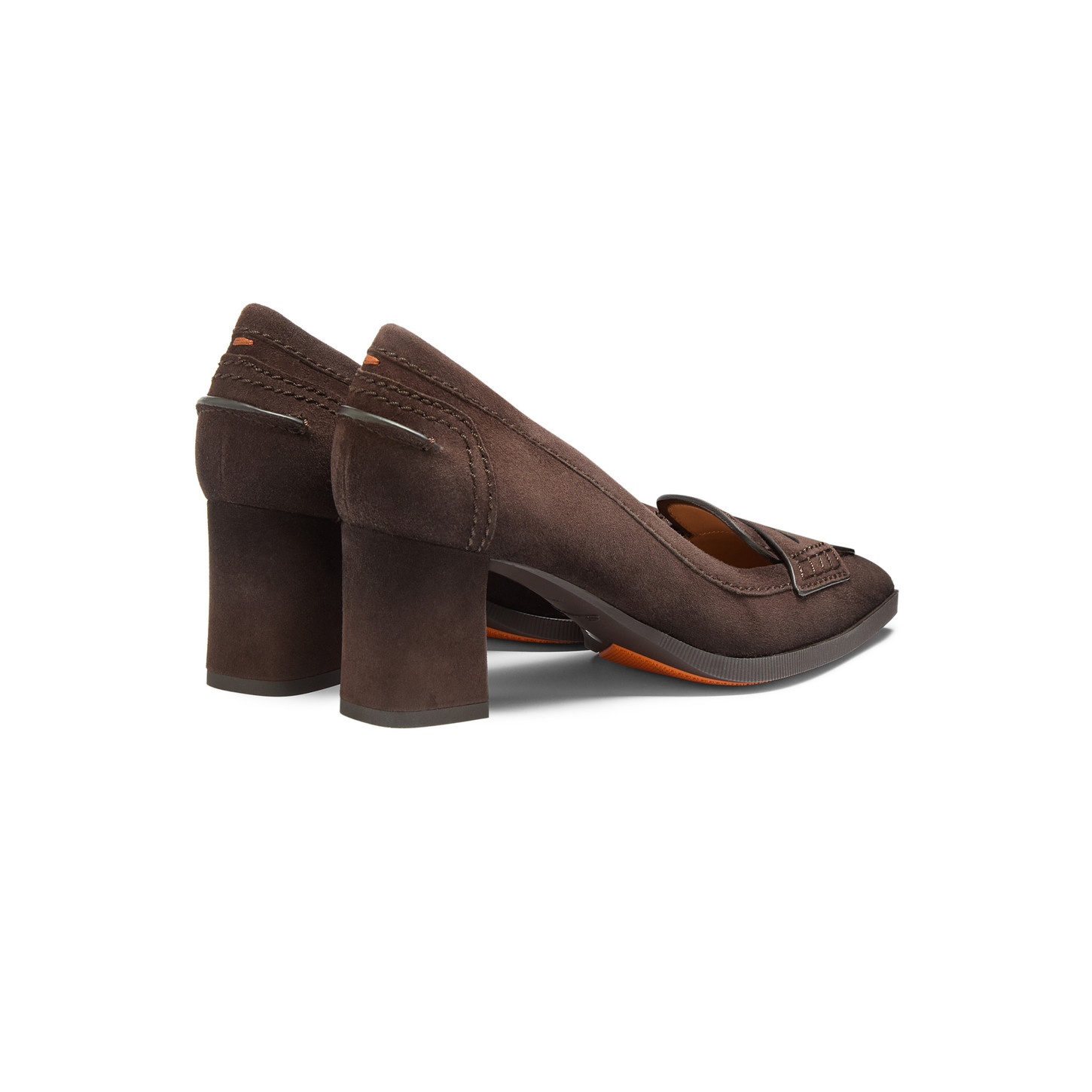 Women's dark brown suede mid-heel pump - 3