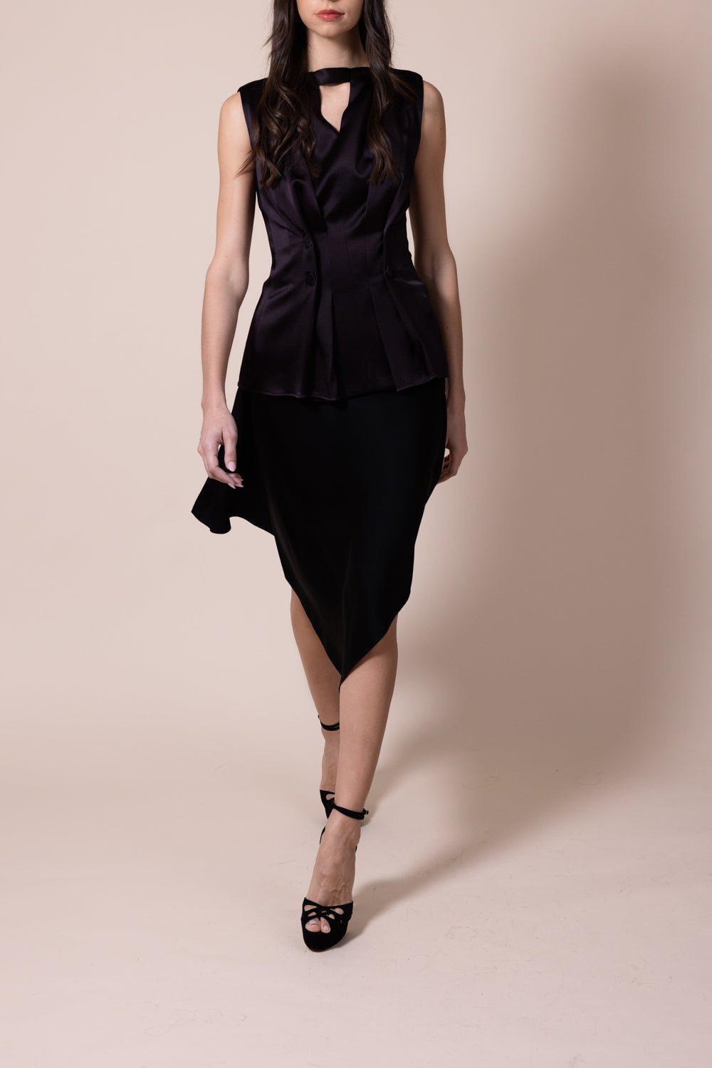 Satin Asymmetrical Skirt - 4