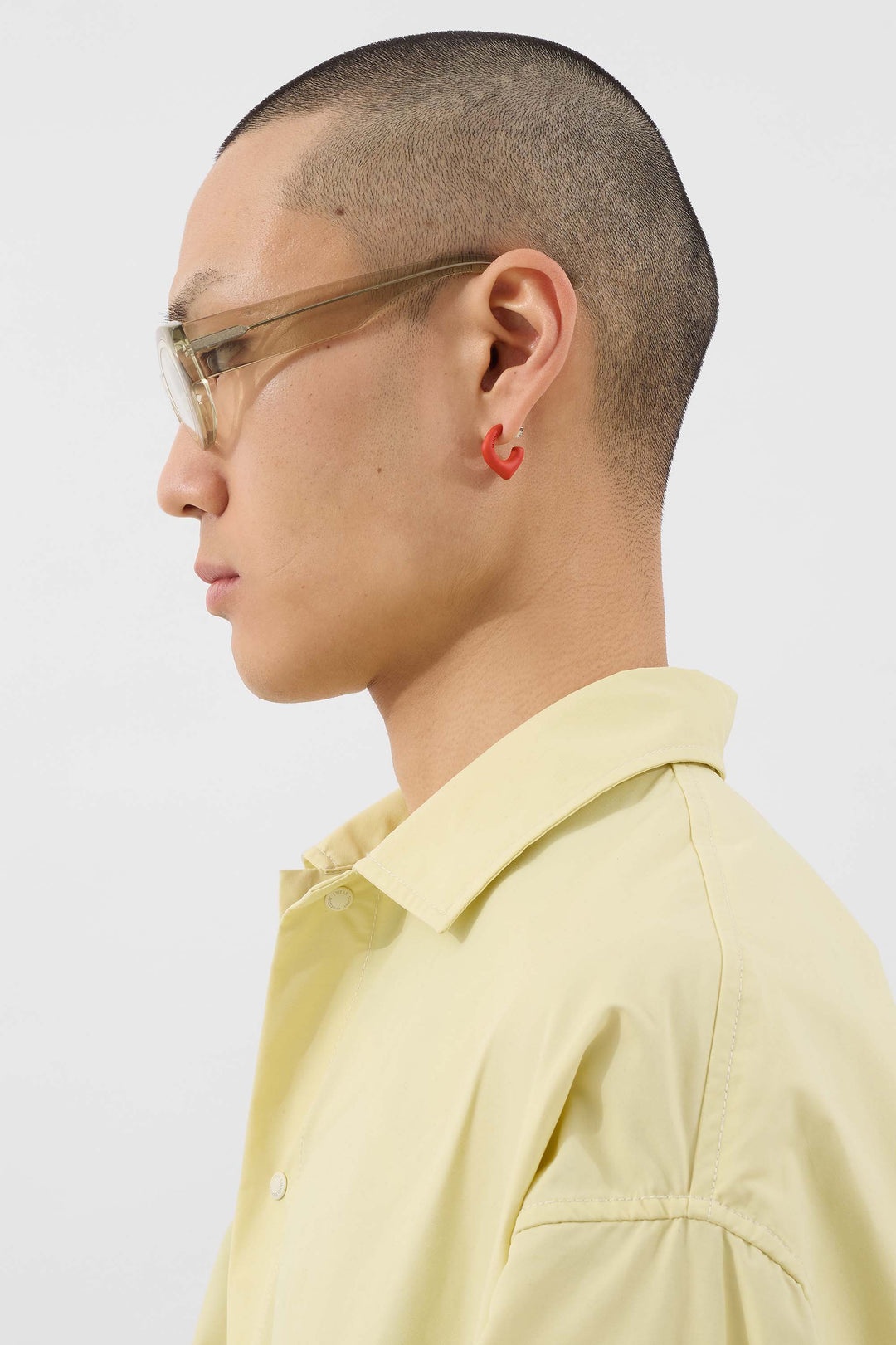 SINGLE METALLIZED EARRING / orange matte - 2