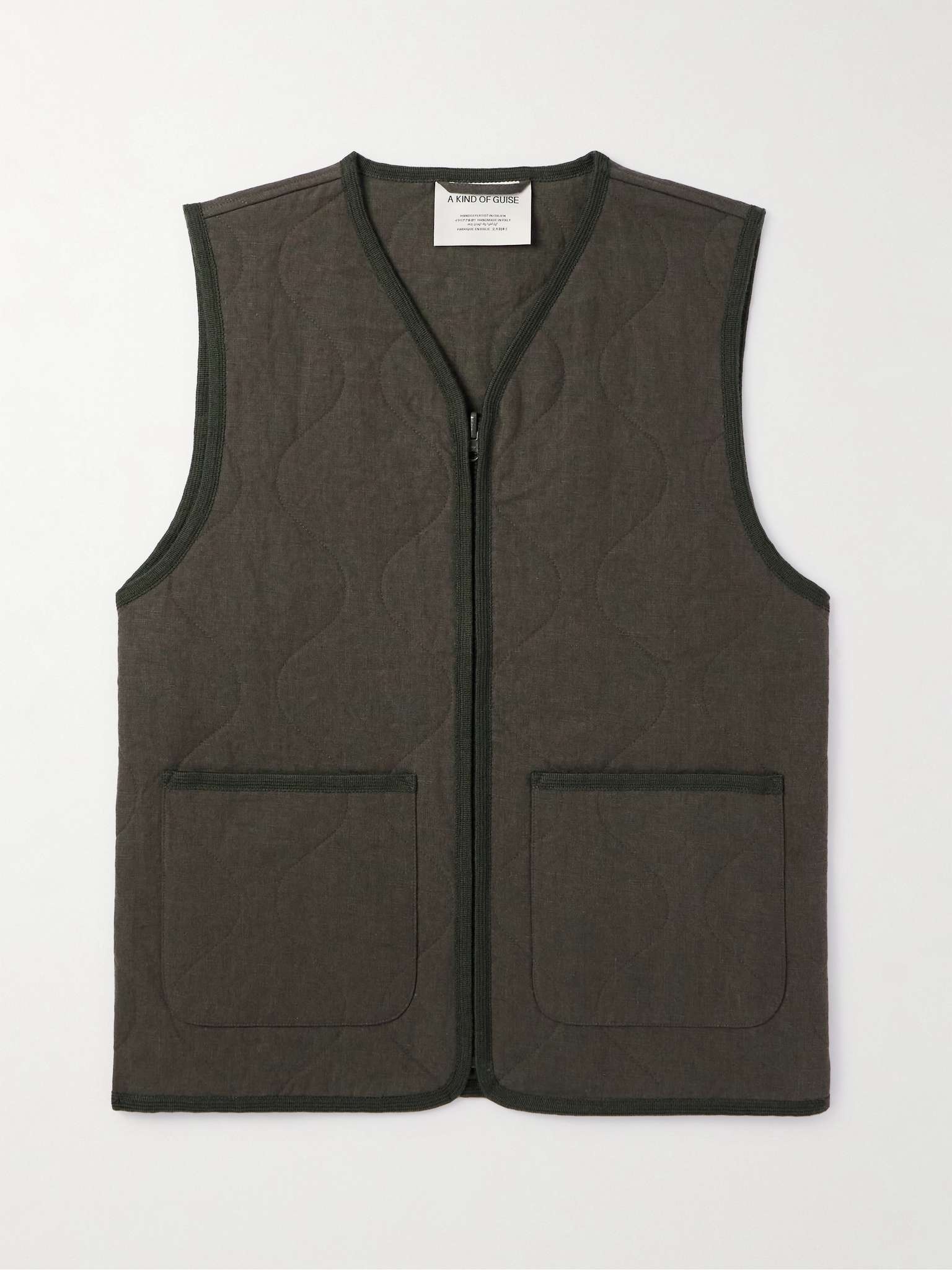 Bogdan Quilted Padded Stone-Washed Linen Gilet - 1