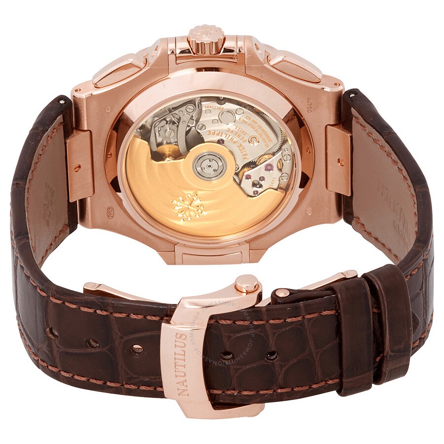 Patek Philippe Nautilus Black-Brown Dial 18kt Rose Gold Case Matt Dark Brown Leather Men's Watch 598 - 3