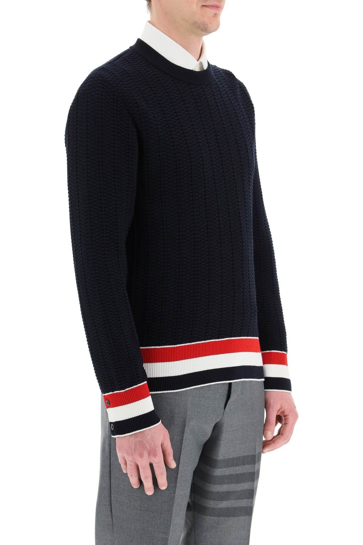 COTTON SWEATER WITH TRICOLOR STRIPES - 3