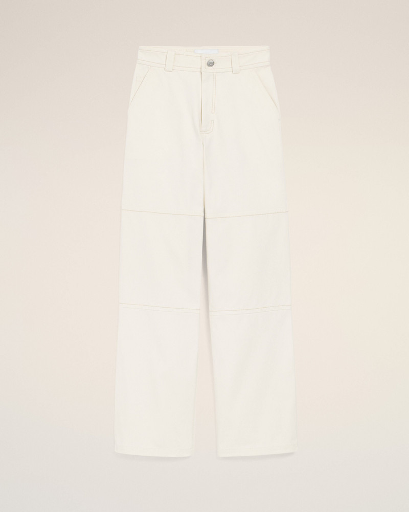 WHITE COTTON WORKER TROUSERS 1