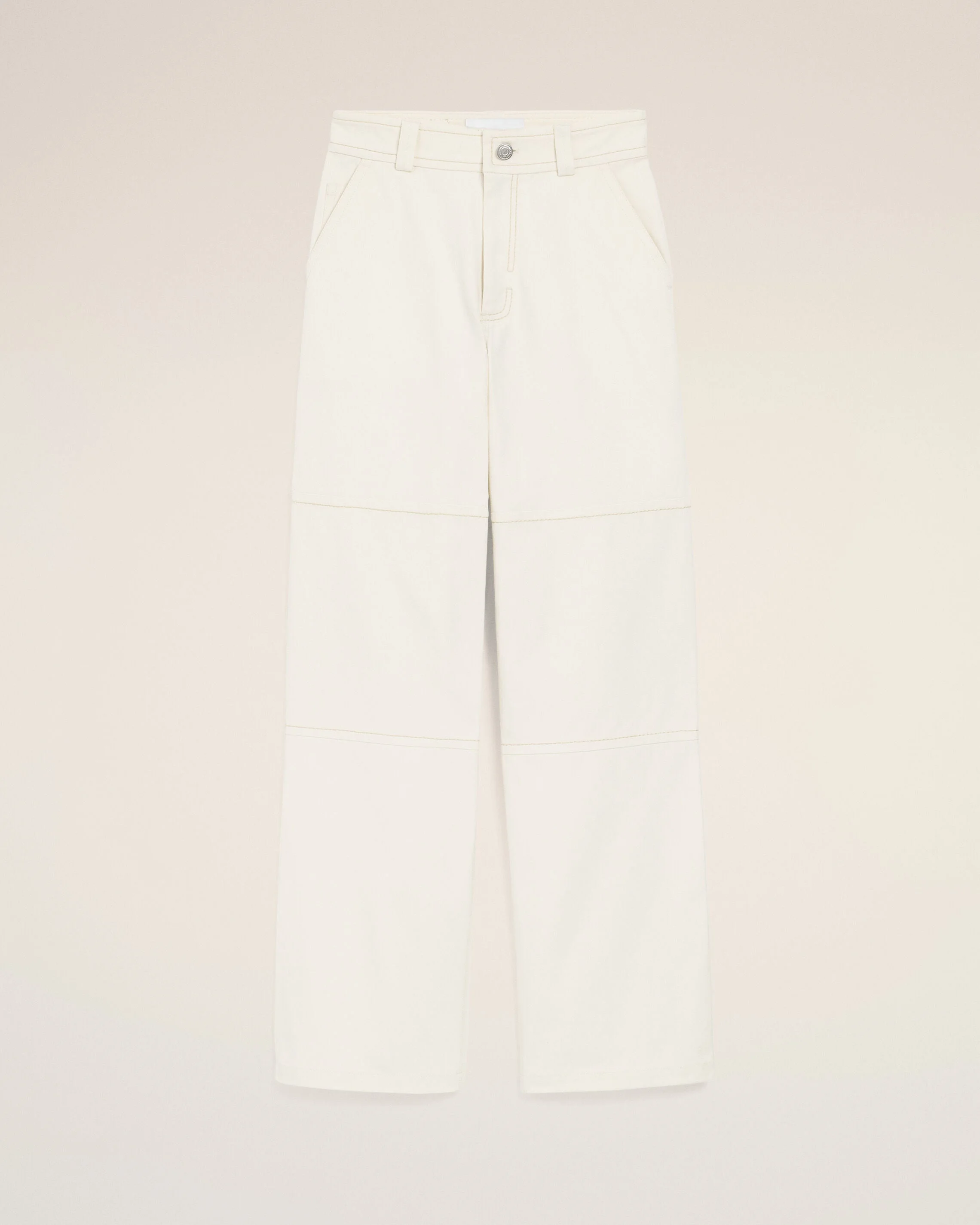 WHITE COTTON WORKER TROUSERS - 1