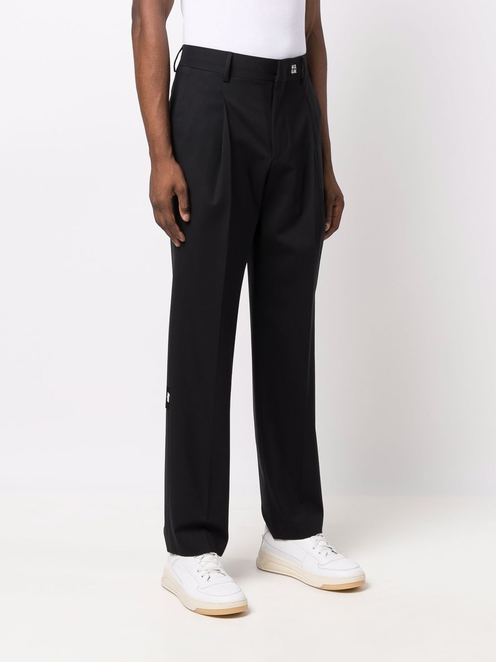 logo-patch straight-leg trousers - 3