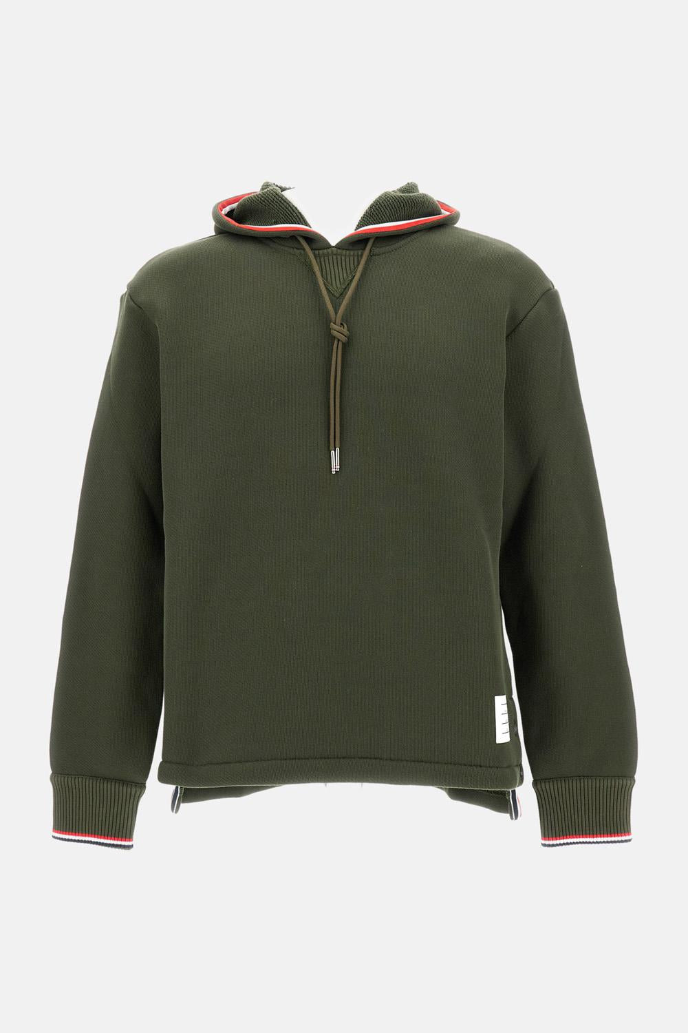 Oversized knit sweatshirt with hood and contrasting stripes - 2