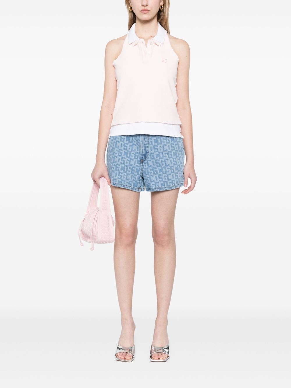 monogram denim shorts - 2