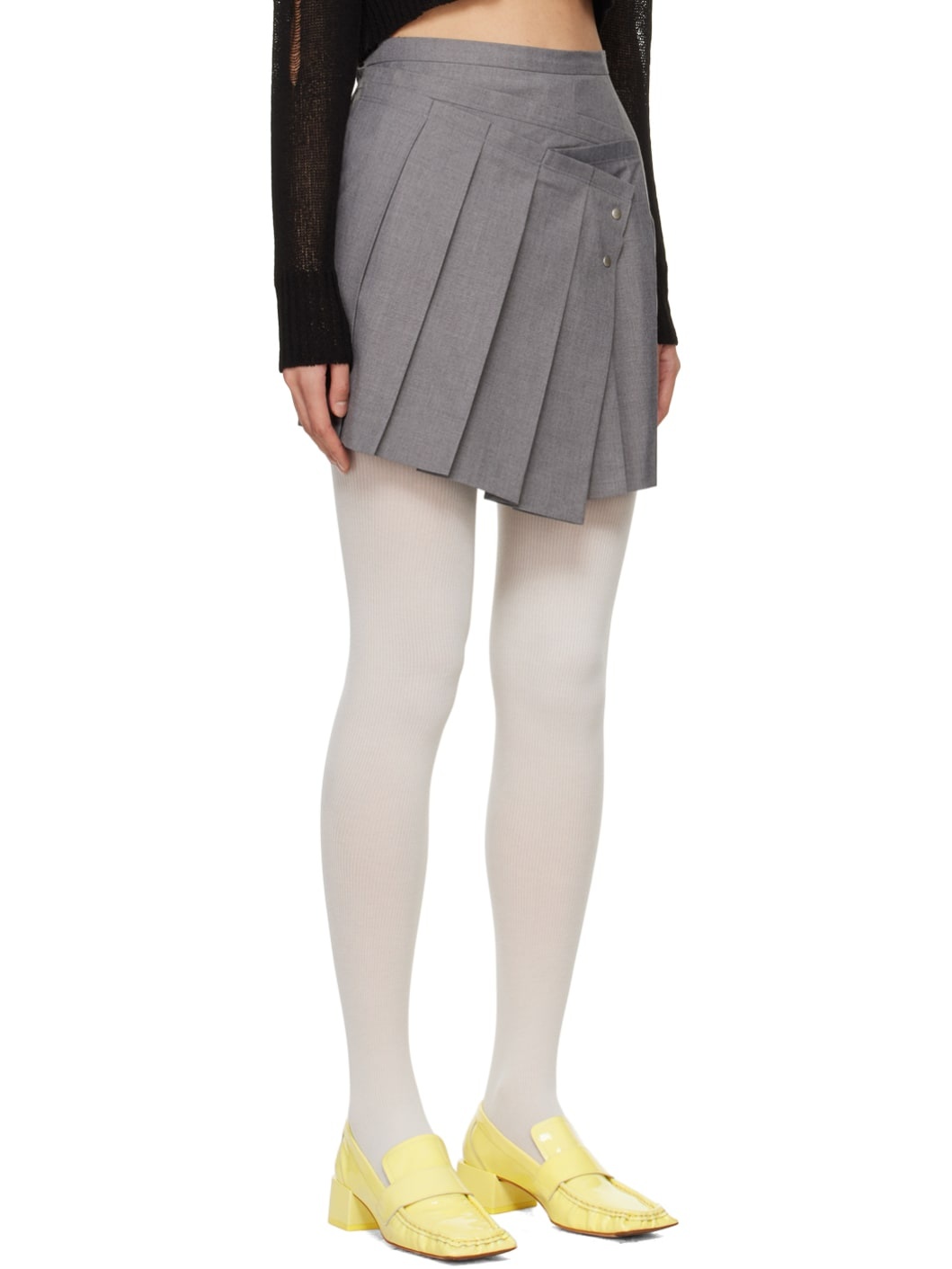 Gray Folded Miniskirt - 2