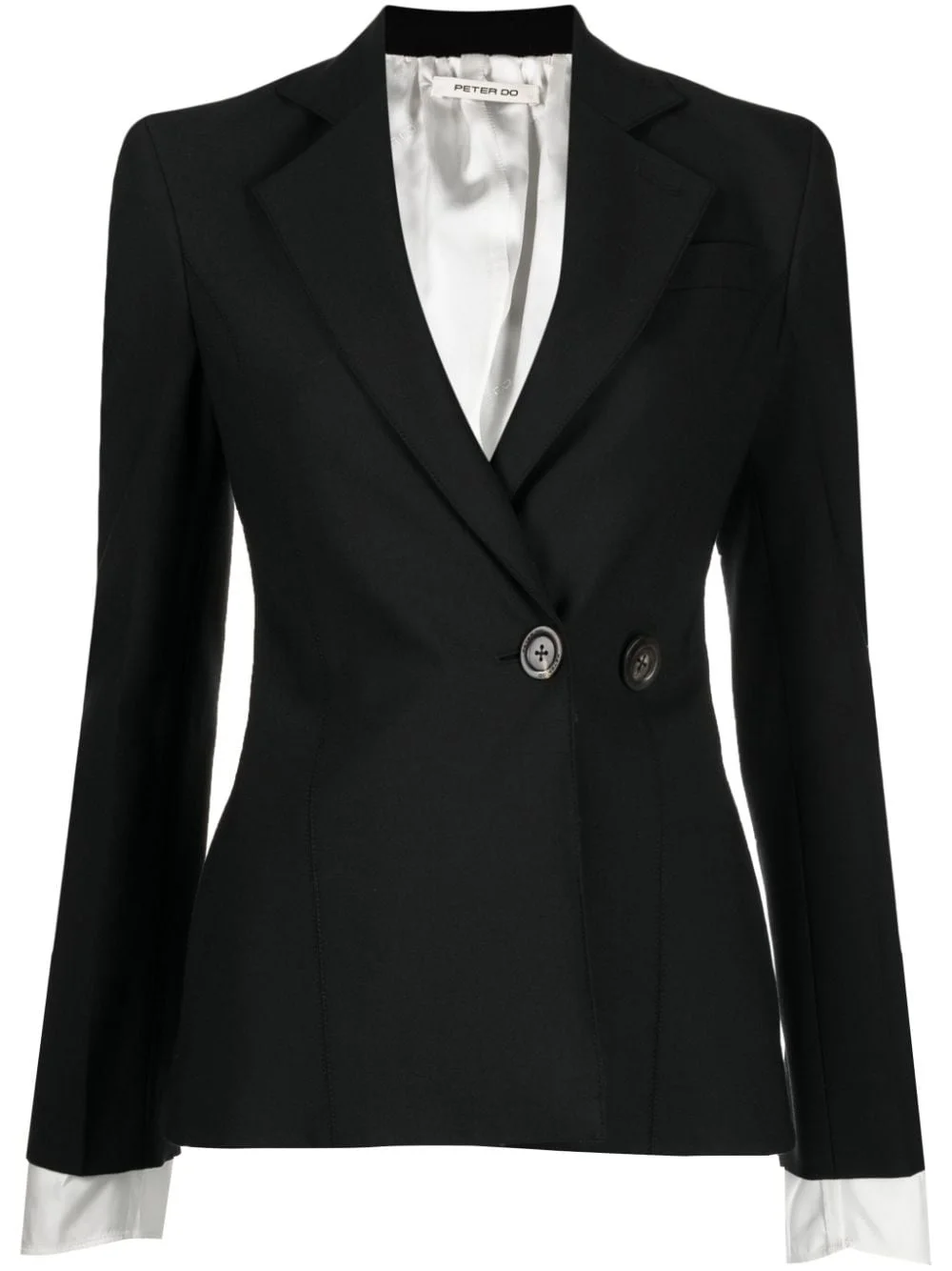 contrast-stitching notched-lapels blazer - 1