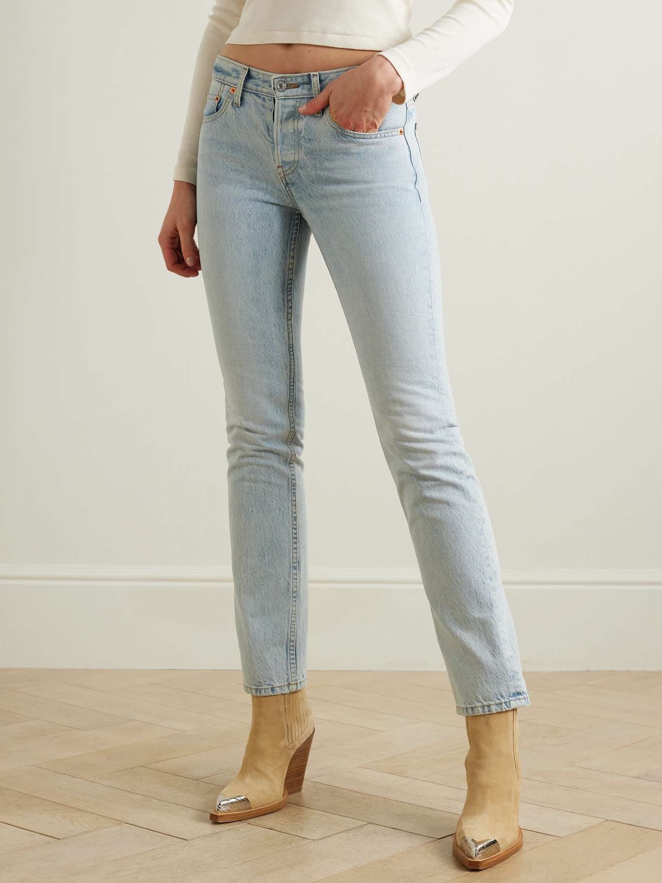 + NET SUSTAIN + Pamela Anderson The Anderson high-rise slim-leg organic jeans - 3