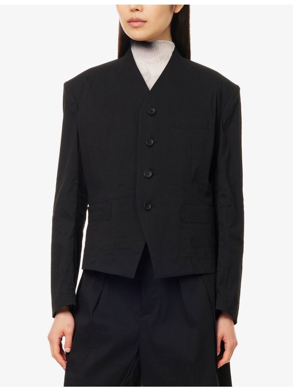 Washi Ensemble V-Neck Woven Jacket - 3