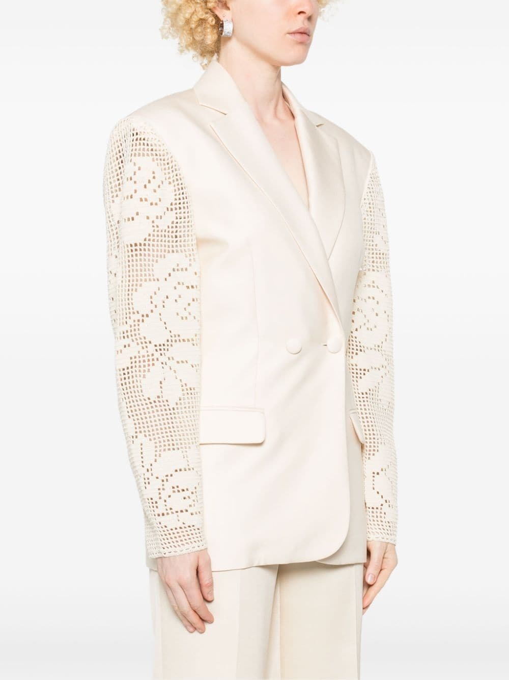 crochet-panel blazer - 3