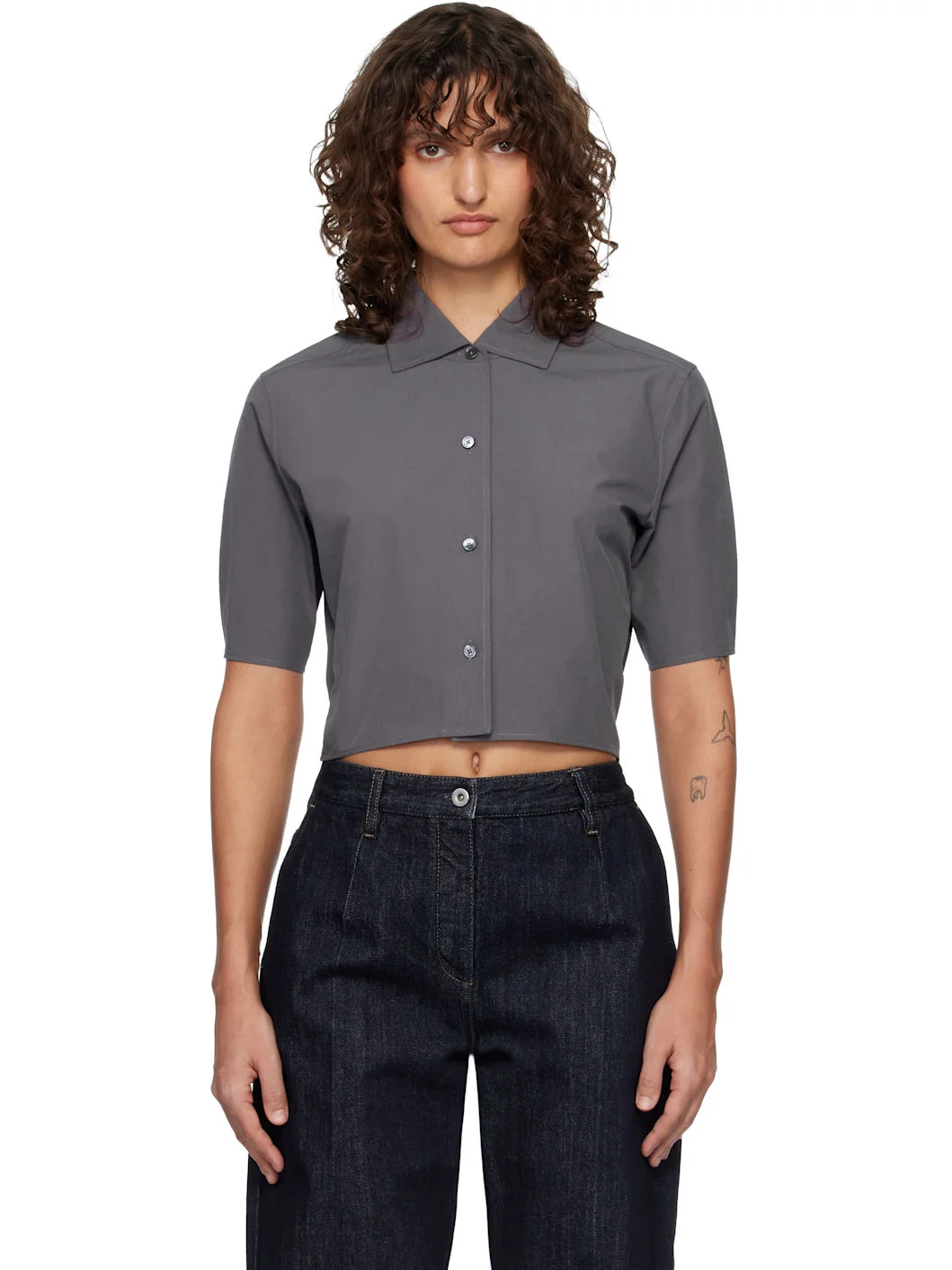 Gray Technical Faille Shirt - 1