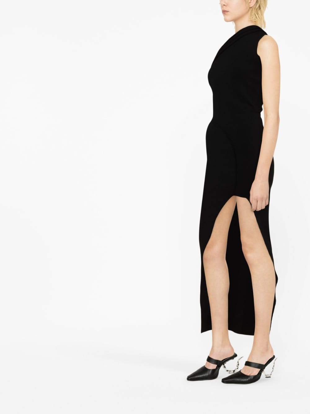 one-shoulder asymmetric midi dress - 4