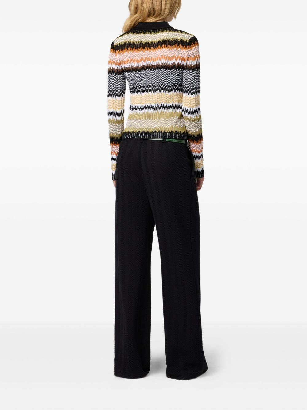 chevron-pattern polo neck top - 3