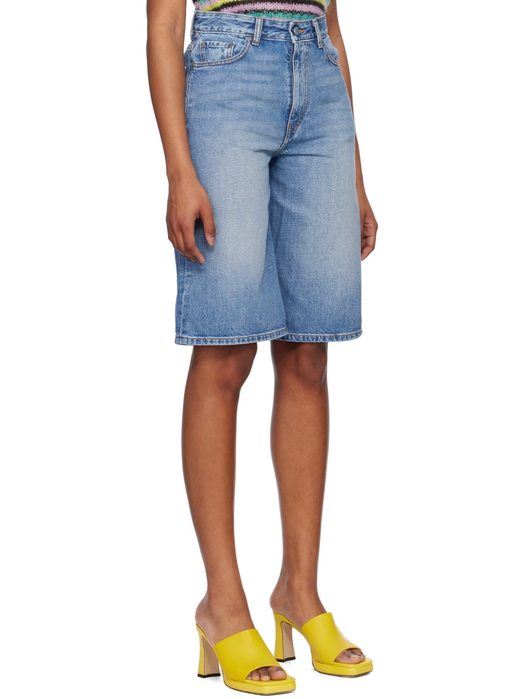 Blue Five-Pocket Denim Shorts - 2