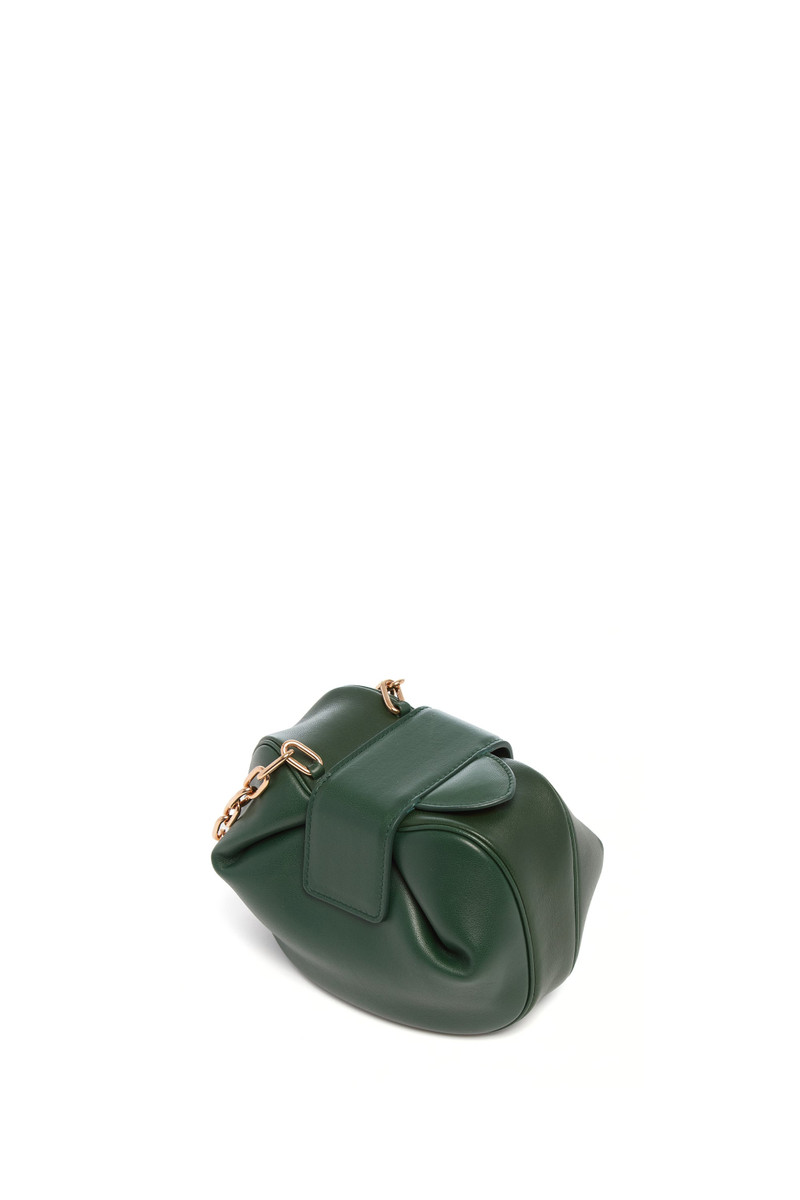Soft Demi Clutch with Chain in English Green & Fluorescent Green Nappa Leather 4