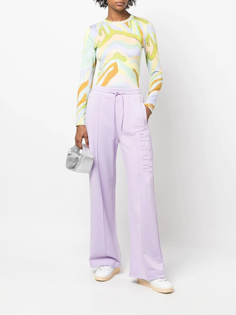 MSGM embossed-logo wide-leg track pants outlook