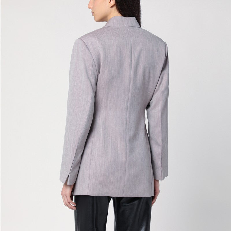 Victoria Beckham Light Grey Wool Jacket With Belt Women - 2