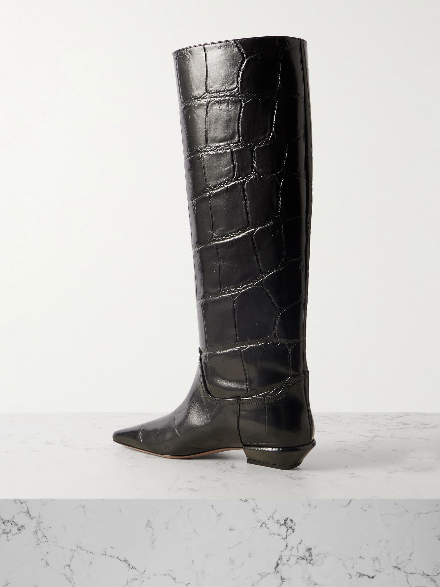Bettina croc-effect leather boots Black - 3
