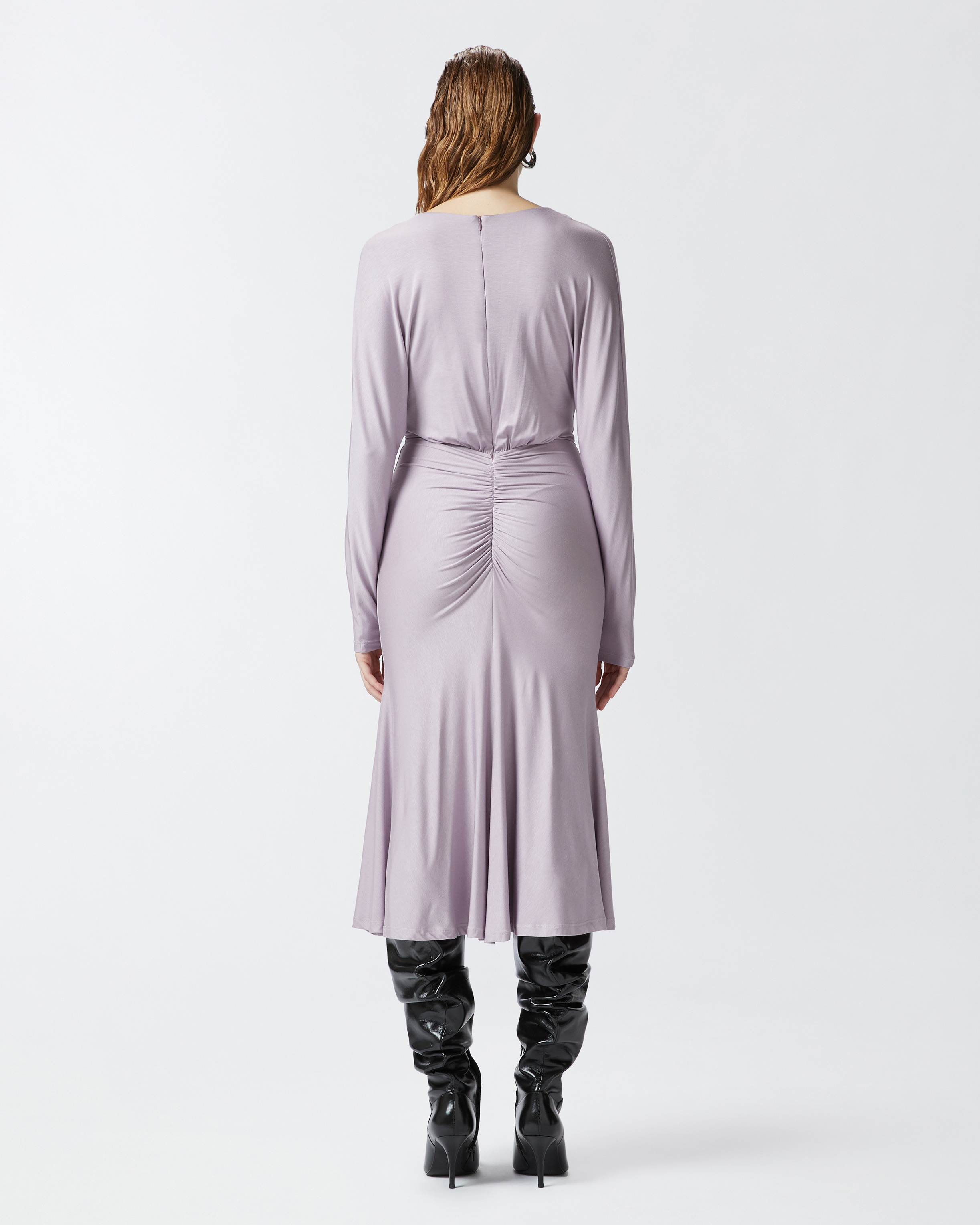 MIDI DRESS IN MODAL WITH V-NECK - 4