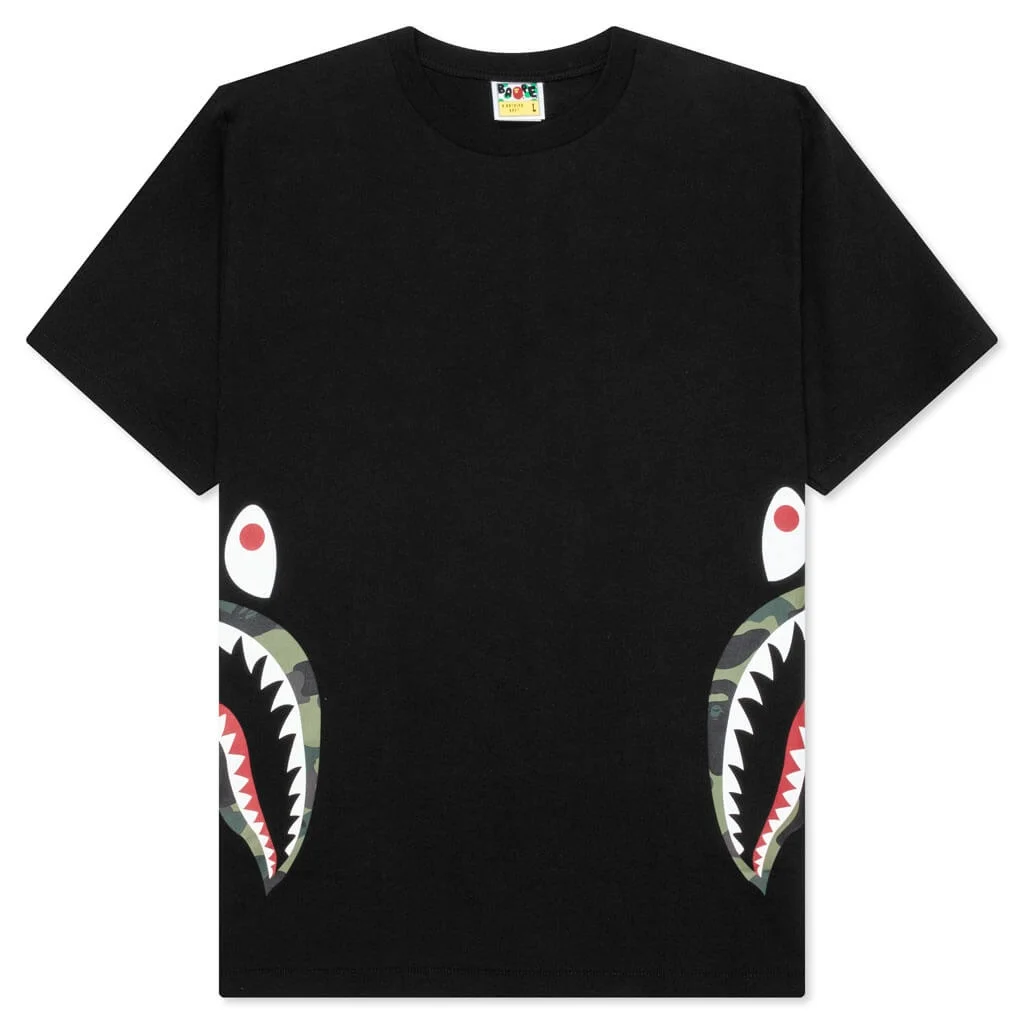 BAPE 제 Camo 측 샤크 티 '블랙 / 황색 이름 * - 1