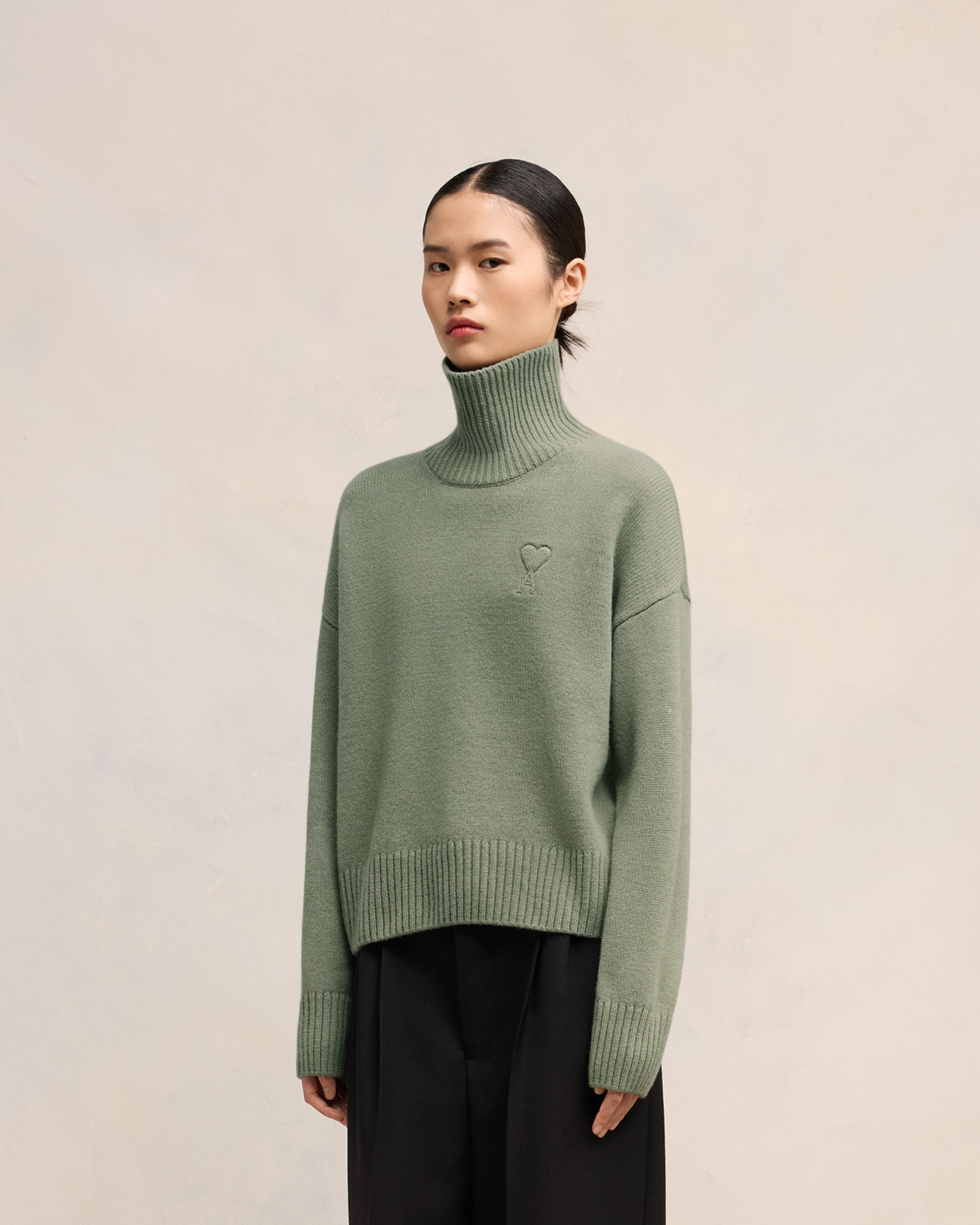 EMBOSSED AMI DE COEUR FUNNEL NECK SWEATER - 6