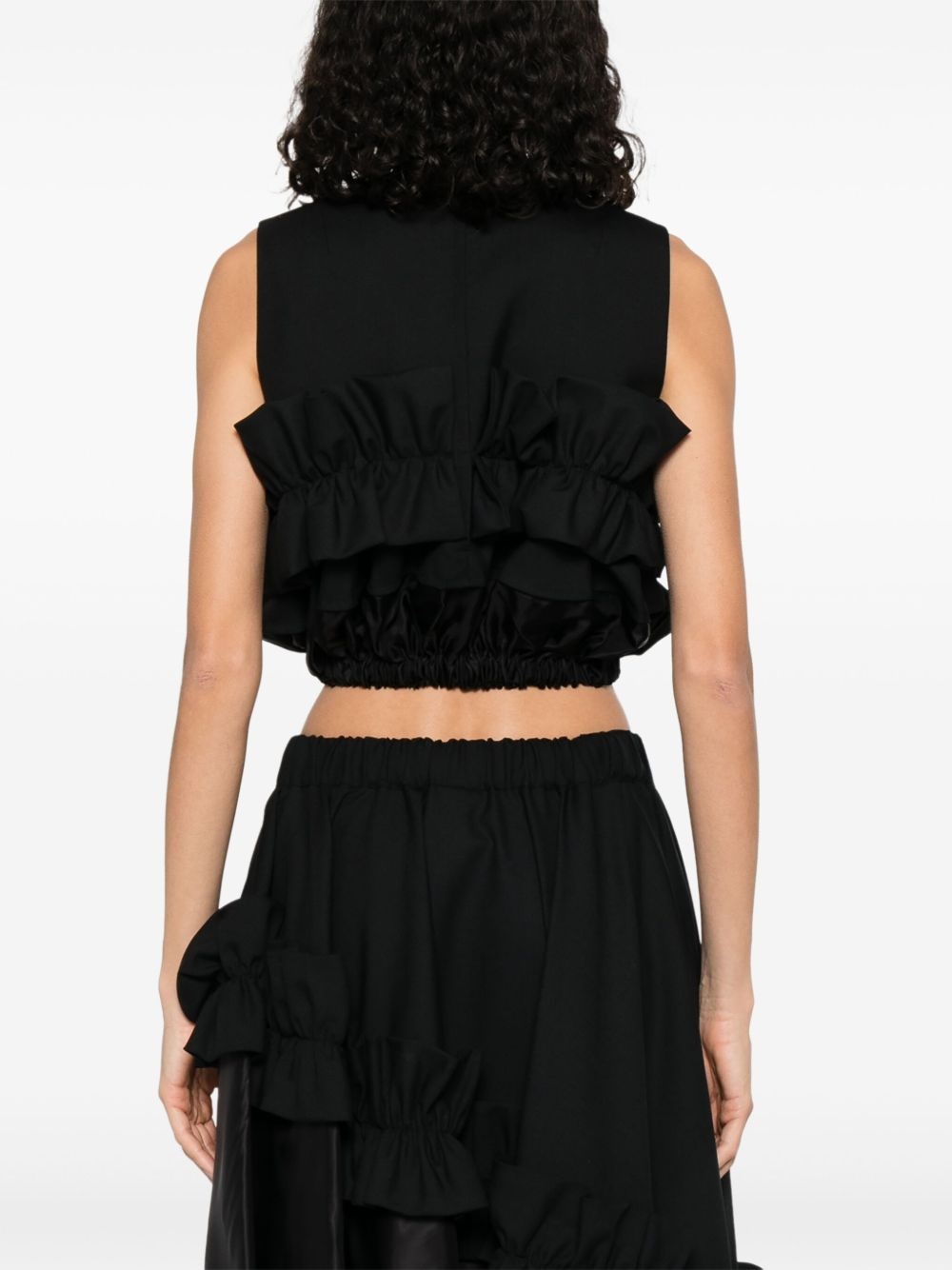 ruffle-detail crop top - 4