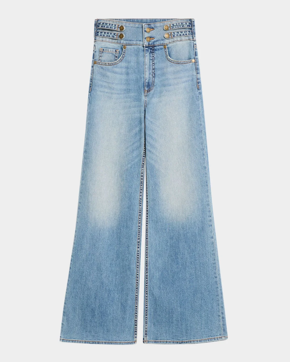 Liv Double-Button Wide-Leg Jeans - 1