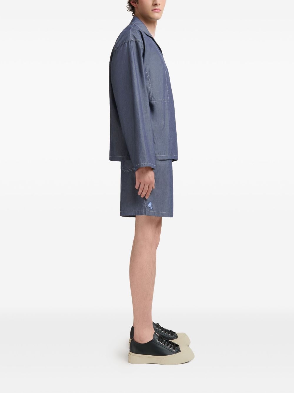 polo-collar chambray shirt - 2