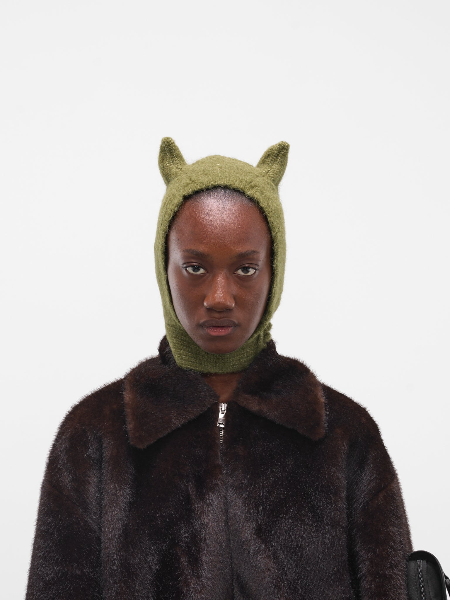 Green Horned Knit Beanie - 1