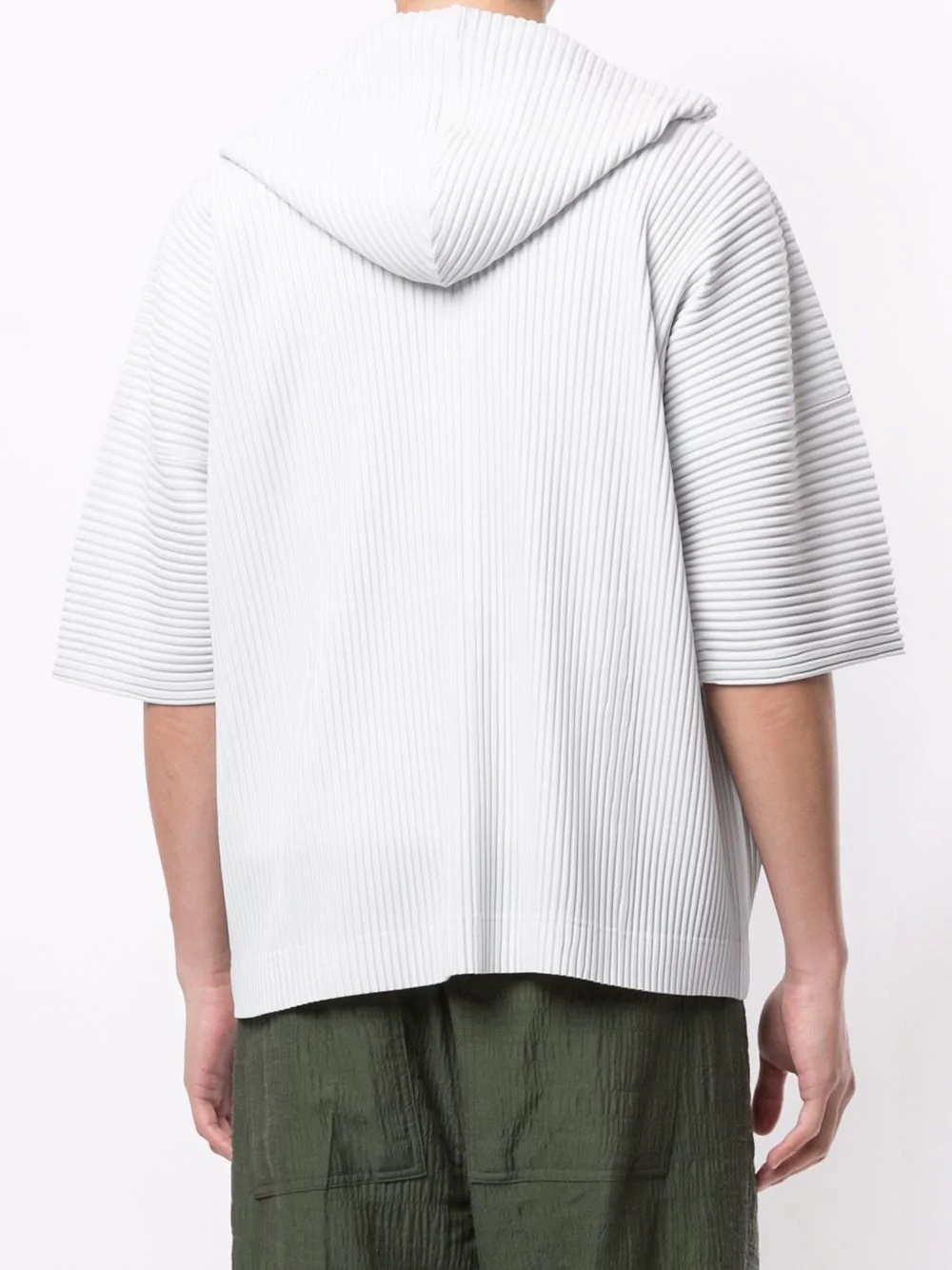 pleated short-sleeve hoodie - 4