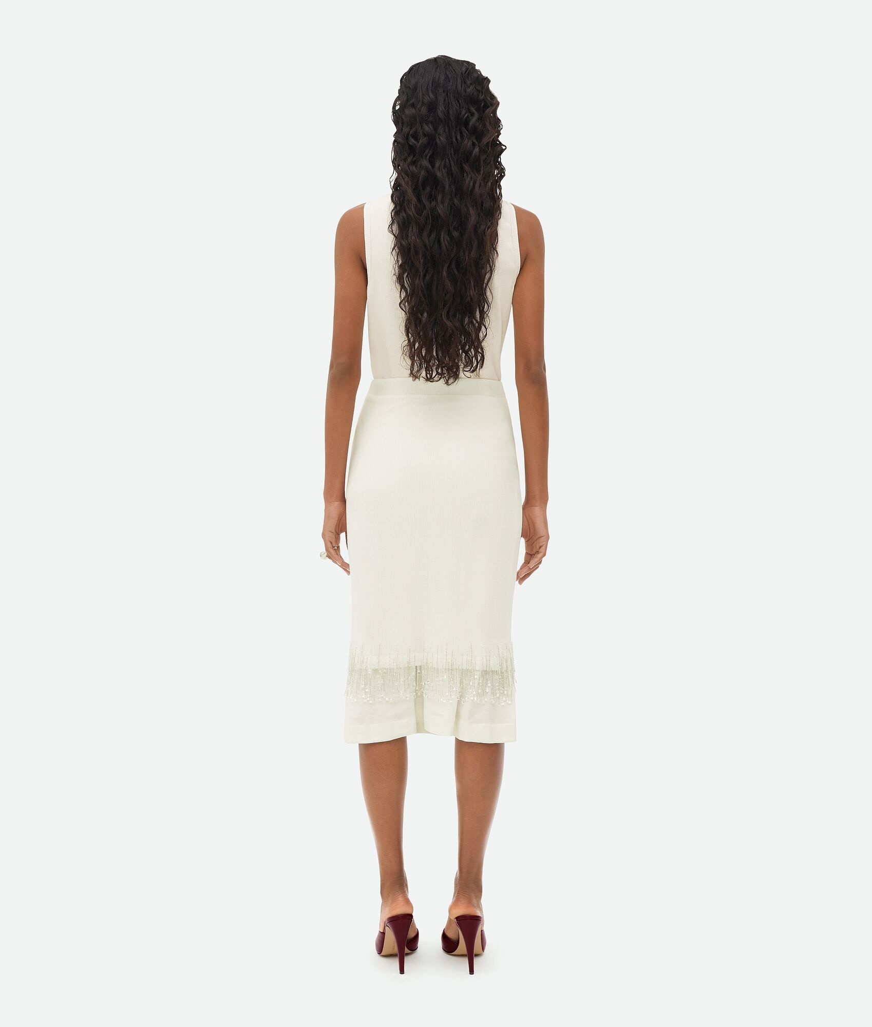 Crystal Embroidered Jersey Midi Skirt - 3