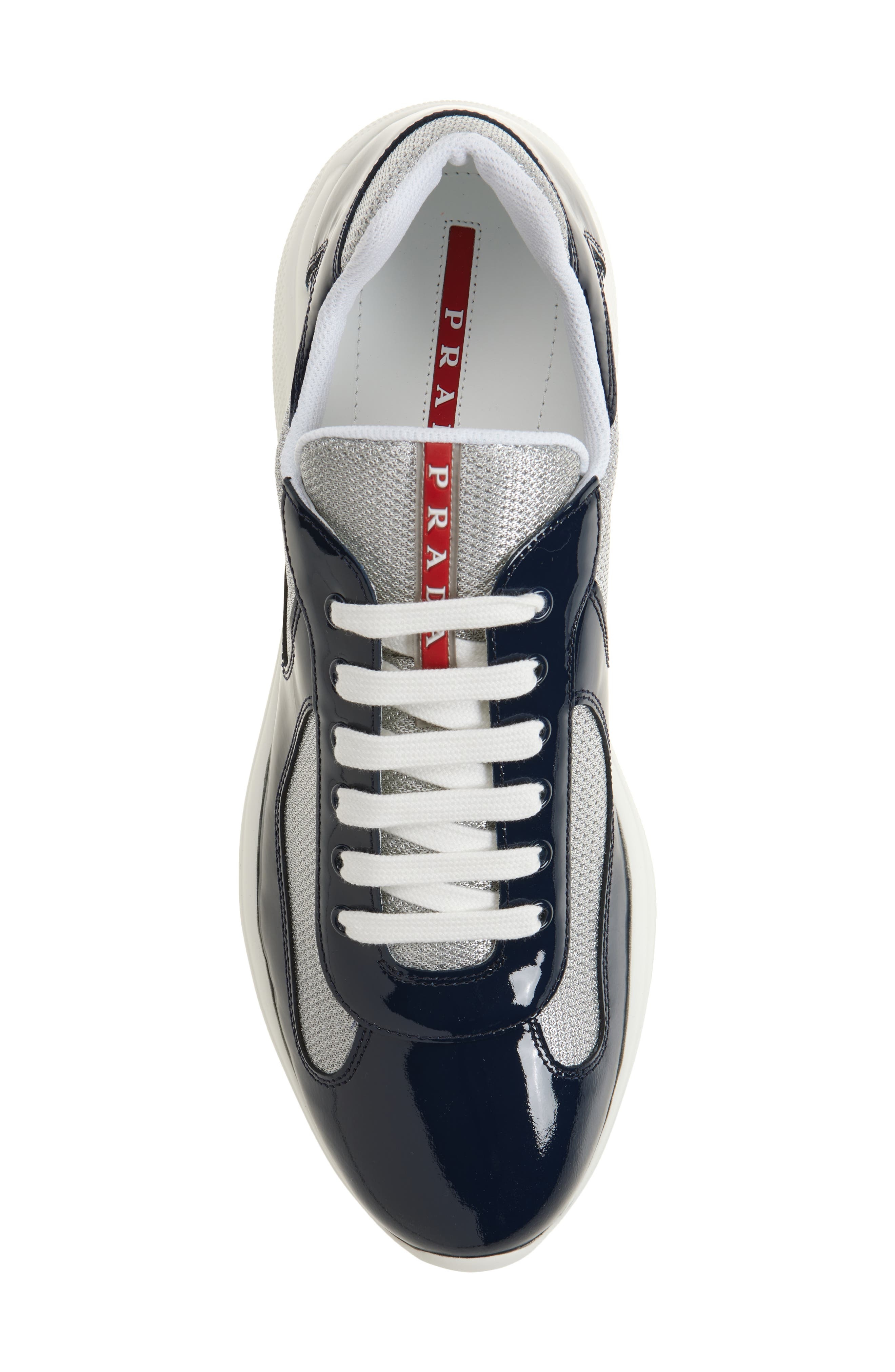 Prada America's Cup Vernice Bike Low Top Sneaker in Royal/Argento at Nordstrom - 5