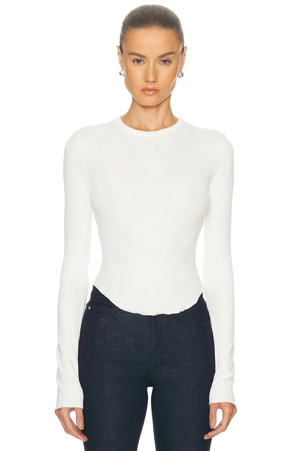 Scoop Hem Long Sleeve Tee - 1