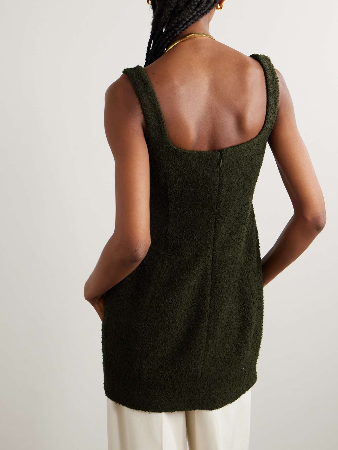 Wool-blend bouclé top Dark green - 3