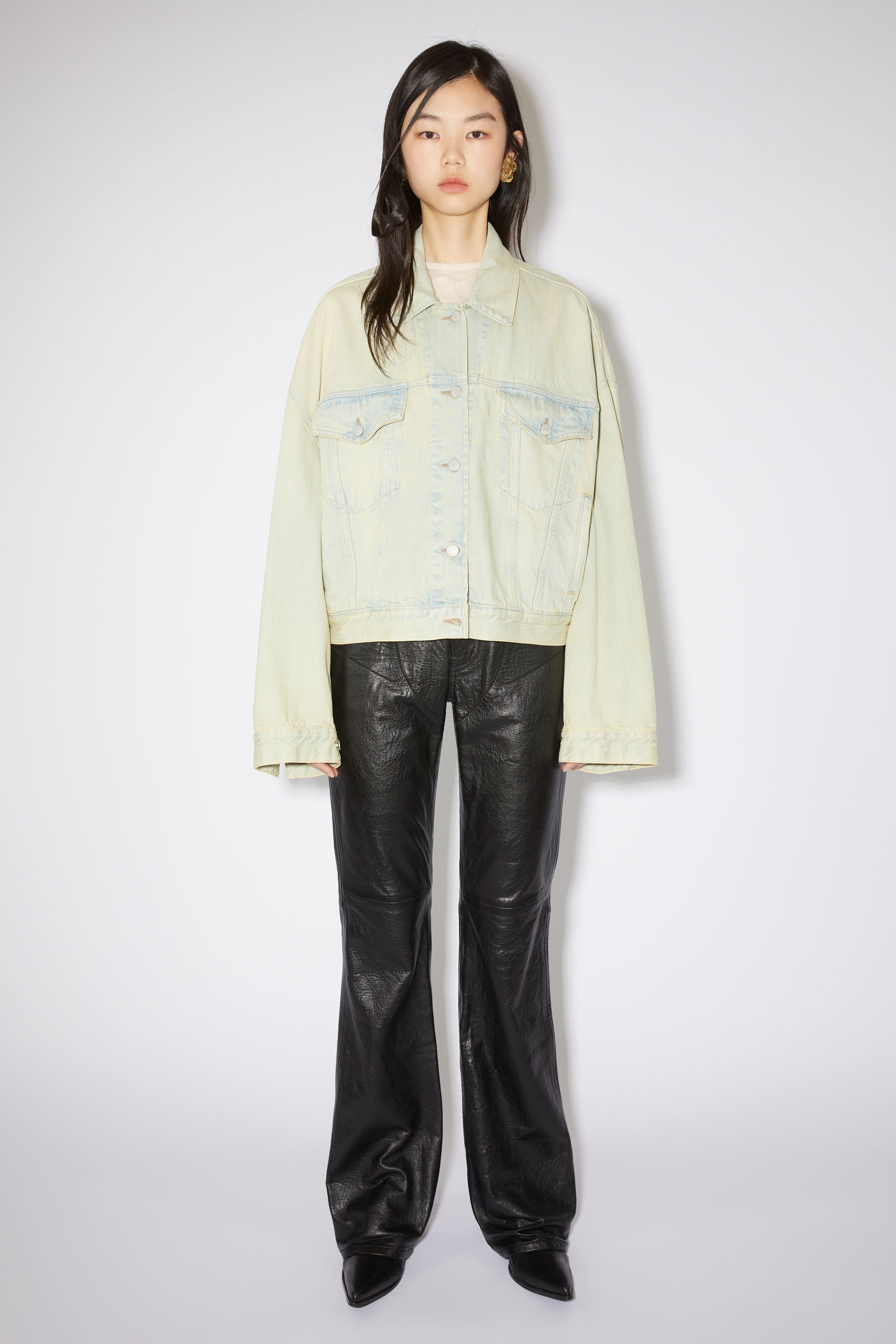 Oversized denim jacket - Morris cropped - Pale yellow/pale blue - 2