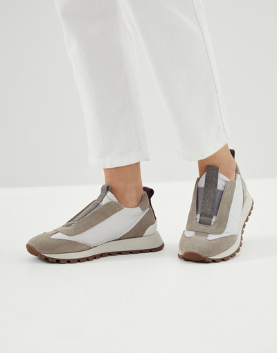 Brunello Cucinelli Suede and taffeta runners with precious detail outlook